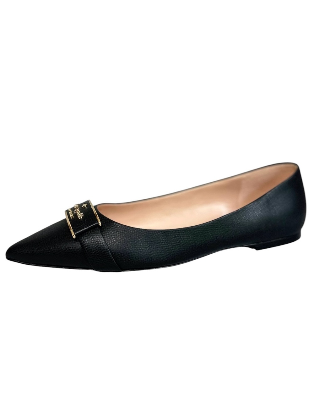 Kate Spade Deneuve Flats Women’s 10B Black Pointed Toe Leather Travel Ballet
